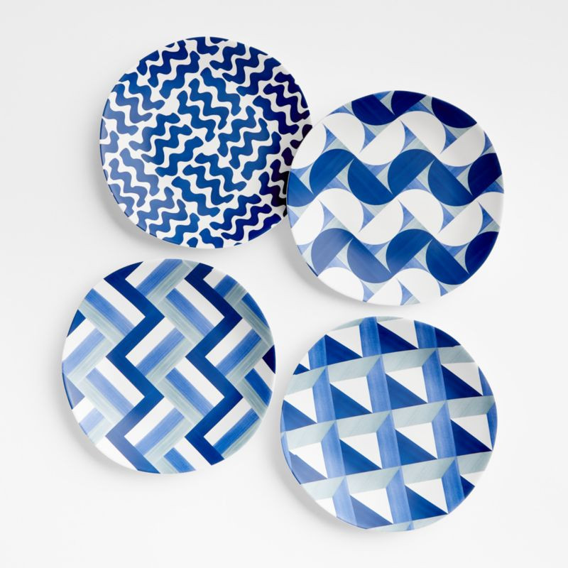 Marin Blue Tile Melamine Salad Plates, Set of 4 + Reviews | Crate & Barrel | Crate & Barrel