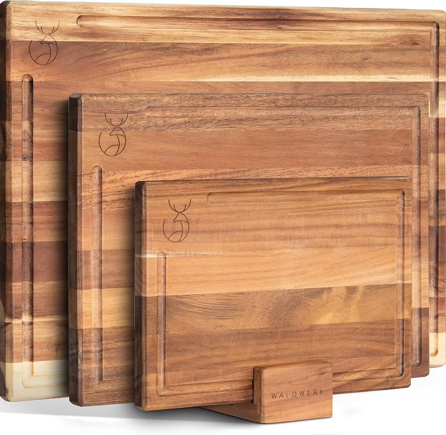 WALDWERK Cutting Board Set (15.75 x 12 / 13 x 9.5 / 10 x 7 in) out of Solid Acacia Wood - 0,8 in ... | Amazon (US)