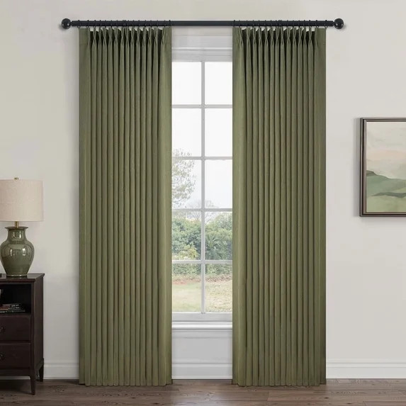 Topfinel Light Filtering Curtains Natural Pinch Pleated Drapes Back Tab Pinch Pleat Hooks Rings W... | Walmart (US)