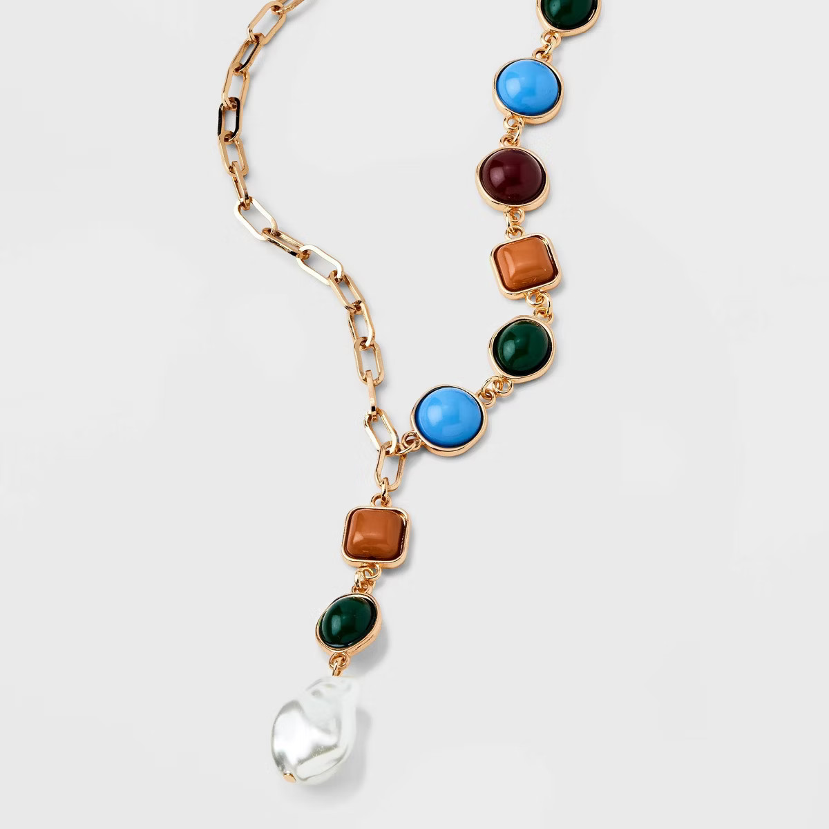 Multi Stone Cabochon Y-Line Necklace - A New Day™ | Target