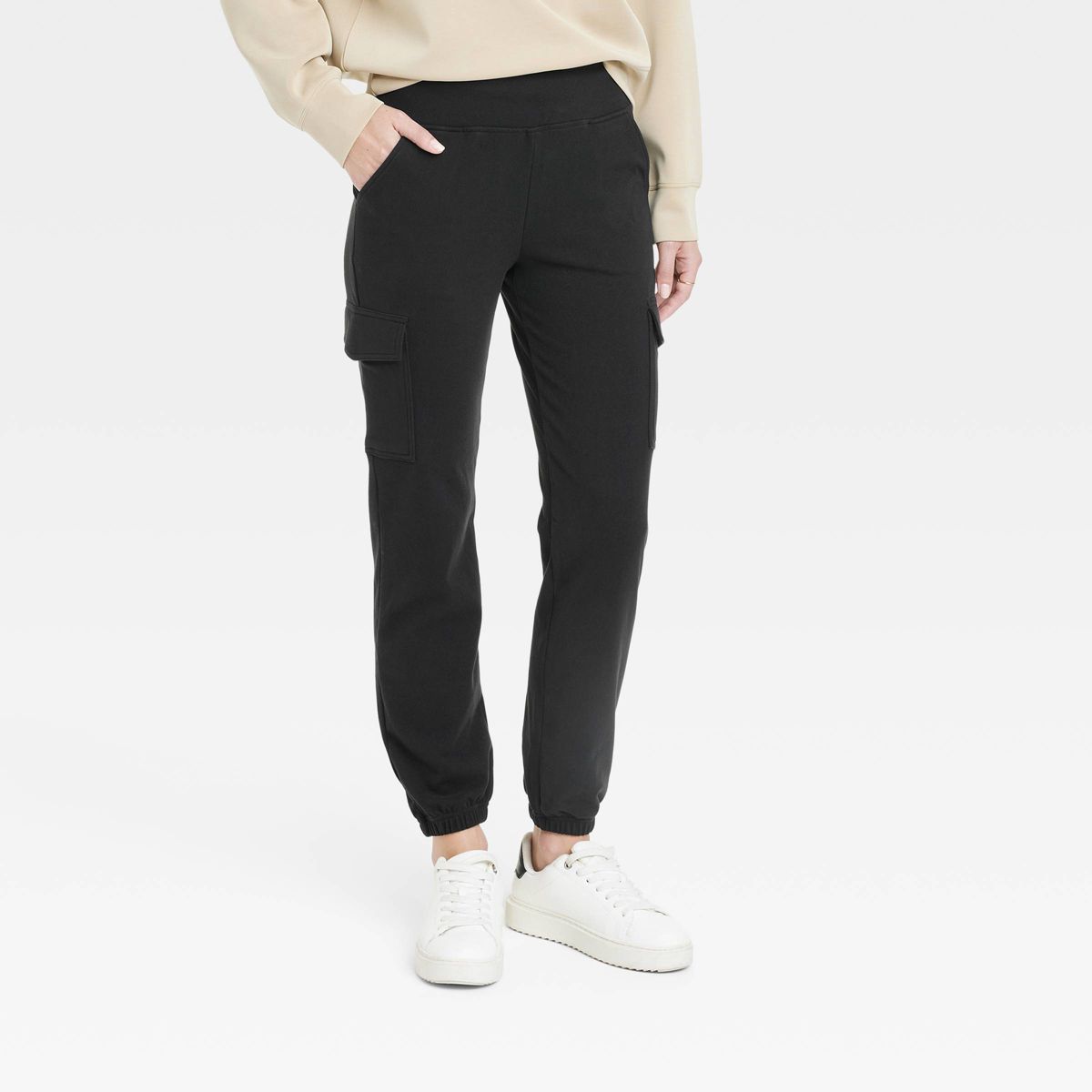 Women's Relaxed Fit Super Soft Cargo Joggers - A New Day™ Black M | Target