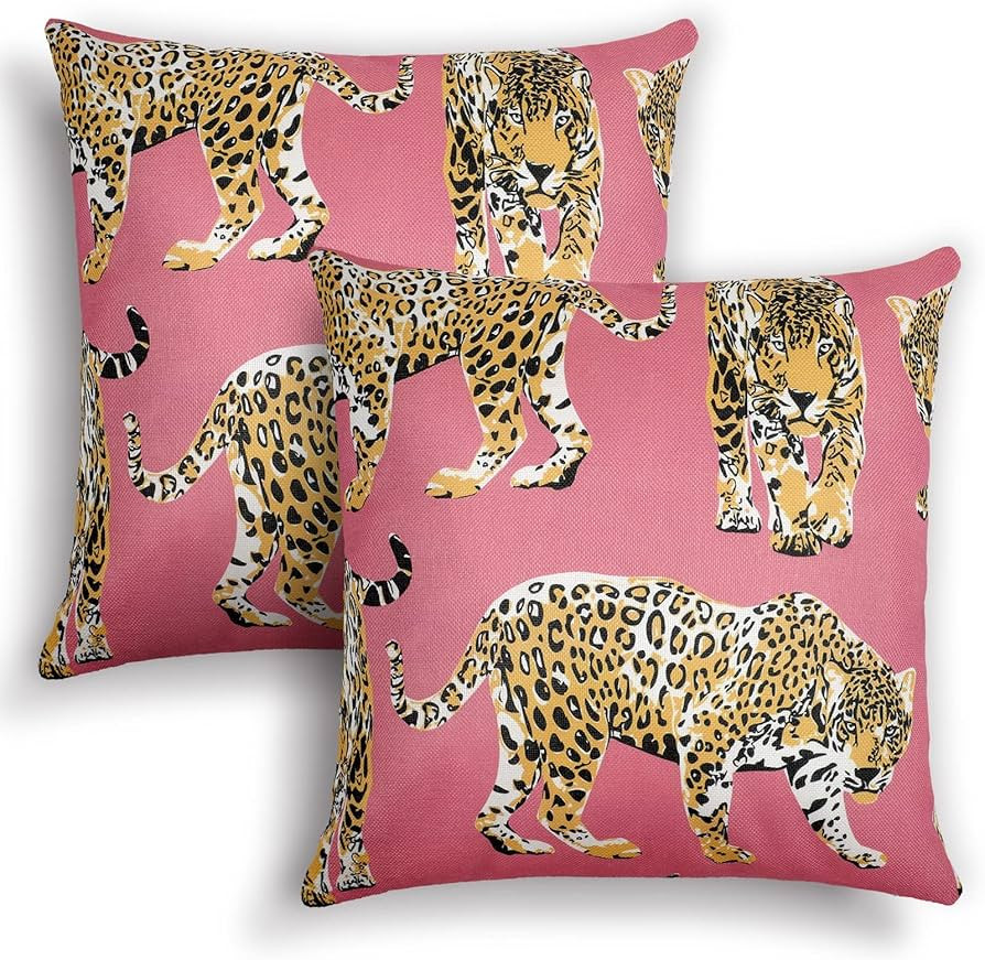 Amazon.com: Buryeah 2 Pcs Leopard Preppy Throw Pillow Covers 18 x 18 Inch Cheetah Print Pillow Th... | Amazon (US)