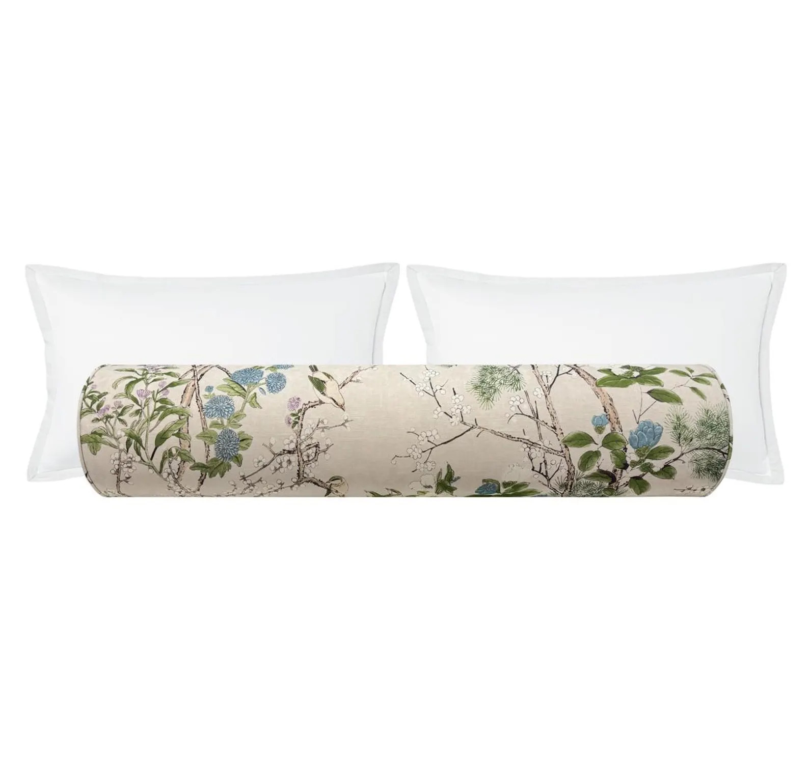 Thibaut Katsura // Cream and Lavender Bolster | designer | floral pattern | roll pillow | | Etsy (Global)