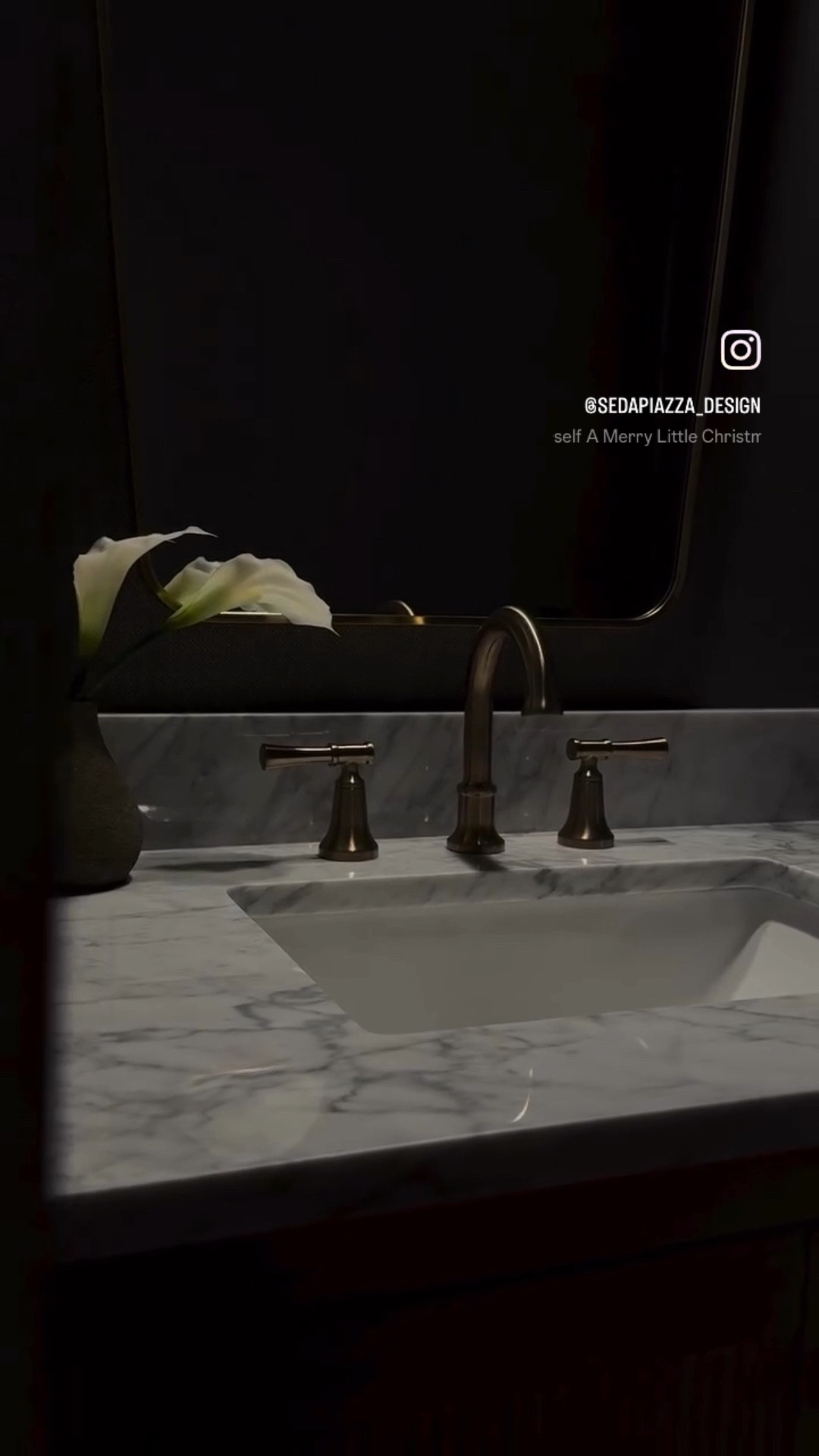 Powder room, dark powder room, wallpaper, facuet 

#LTKOver40 #LTKHome