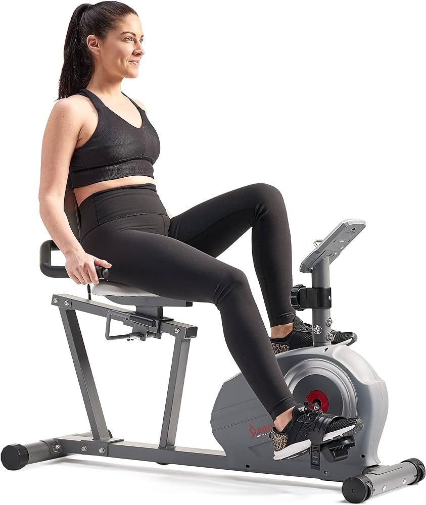 Sunny Health & Fitness Magnetic Recumbent Bike with Optional Exclusive SunnyFit® App Enhanced Bl... | Amazon (US)