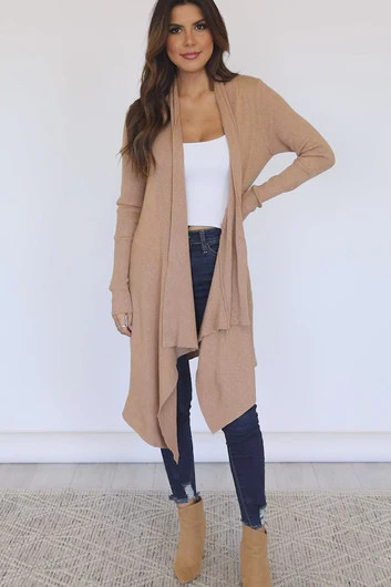 Upstate Destination Camel Knit Cardigan FINAL SALE | Pink Lily