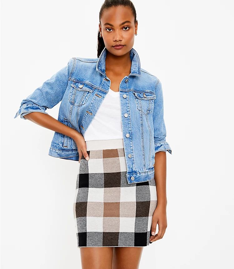 Tall Plaid Mini Sweater Skirt | LOFT