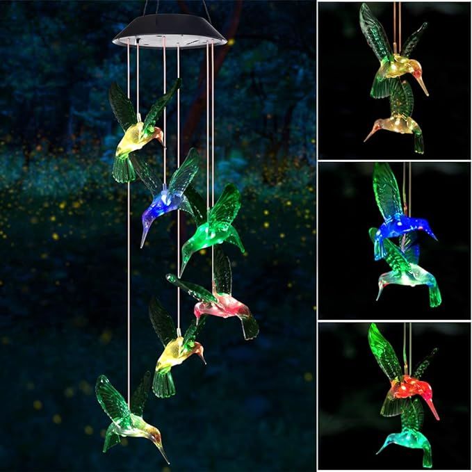 Wind Chime, Solar Hummingbird Wind Chimes Outdoor/Indoor(Gifts for mom/momgrandma Gifts/Birthday ... | Amazon (US)