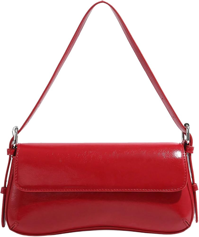 Verdusa Women's Retro Faux Oiled Leather Tote Handbag Flap Underarm Shoulder Bags | Amazon (US)