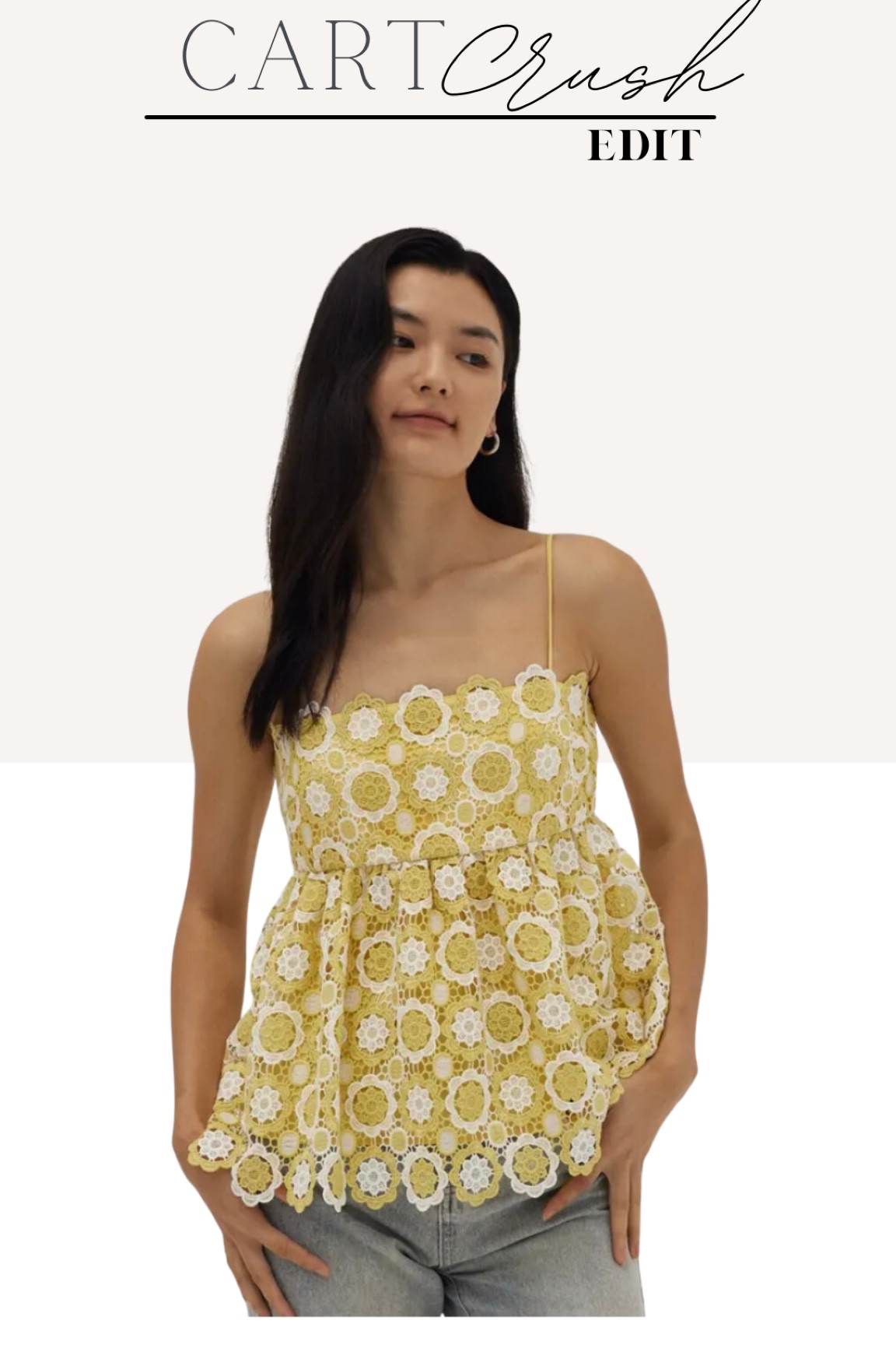 Love, Bonito yellow lace peplum top, summer look, cart crush edit 

#LTKU #LTKstyletip #LTKunder100