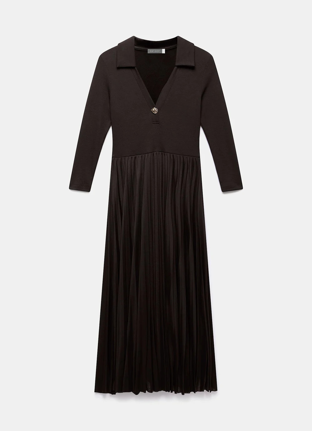 Brown Jersey Collar Midi Dress | Mint Velvet