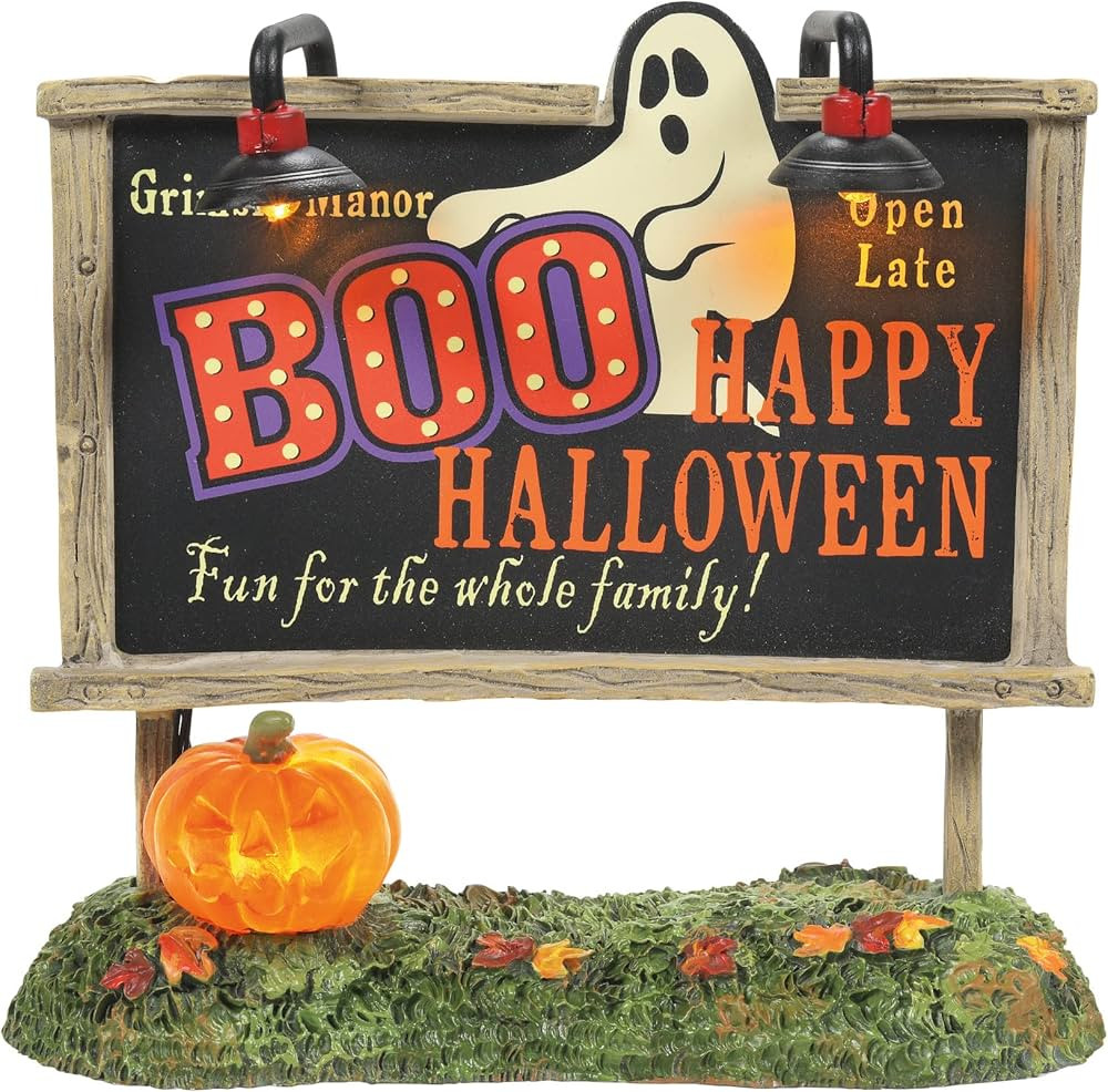 Department 56 Village Halloween Accessories Ghost Billboard Lit Figurine, 4.625 Inch, Multicolor | Amazon (US)