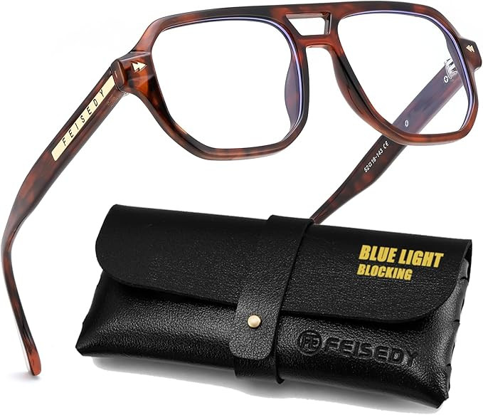 FEISEDY Aviator Blue Light Glasses for Men Women, Retro 70s Style Design TR90 Anti Glare Digital ... | Amazon (US)