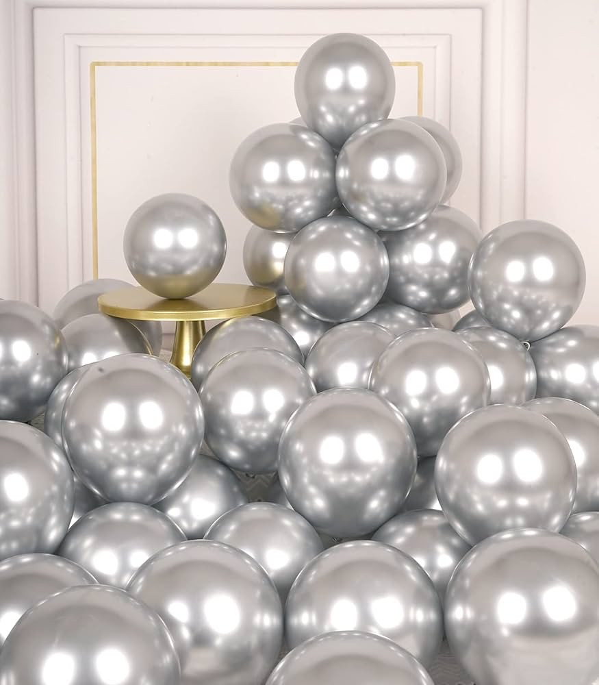 AULE Metallic Silver Balloons 5 inch 50 Pcs Silver Latex Balloons Chrome Helium Shiny Thicken Bal... | Amazon (US)