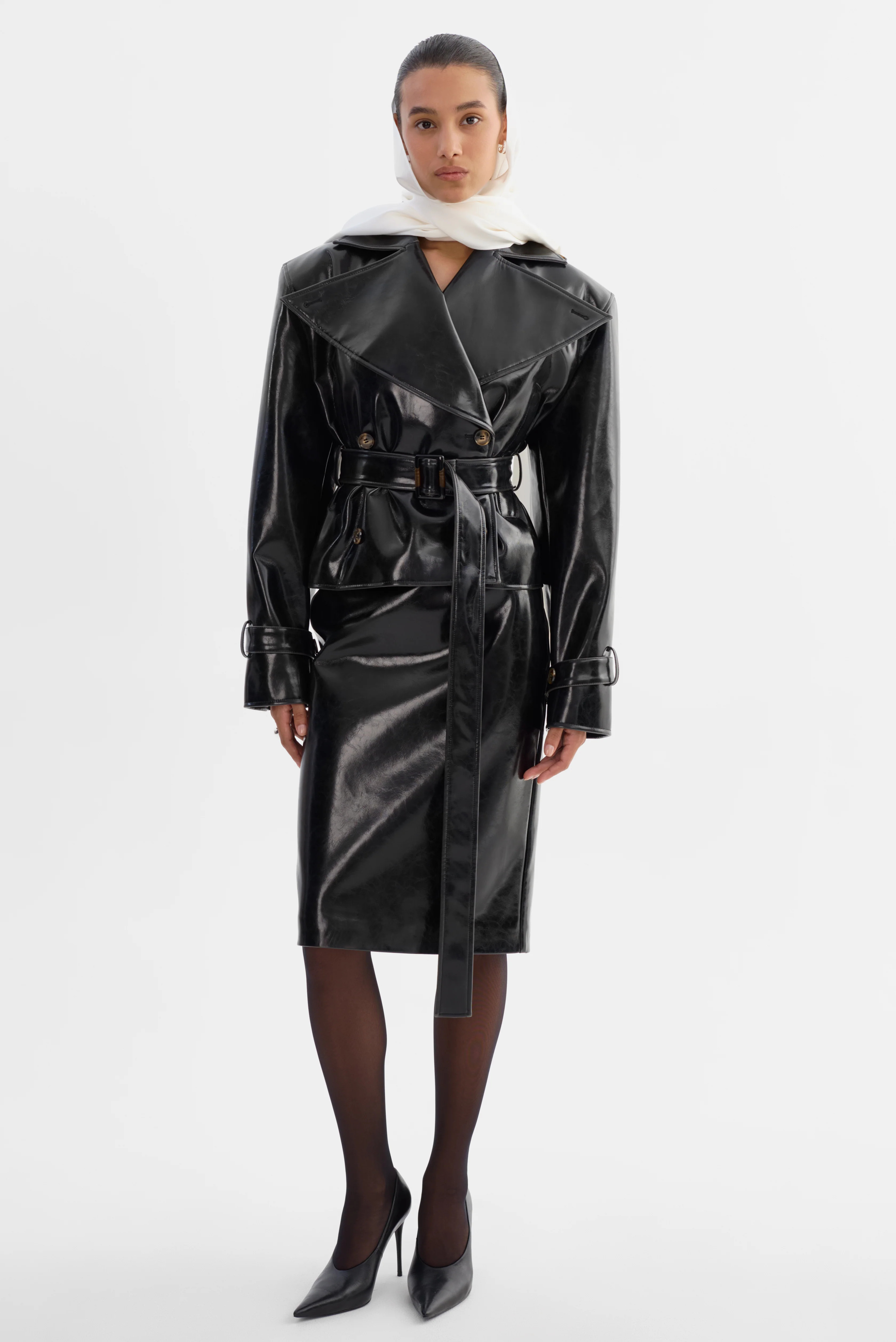 DELANIA | Faux Patent Leather Trench Coat | LAMARQUE