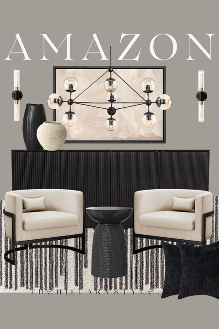 AMAZON Modern Home: Accent Chairs, Area Rug, Wall Art, Wall Sconce, Sideboard.

#LTKhome #LTKstyletip #LTKSeasonal