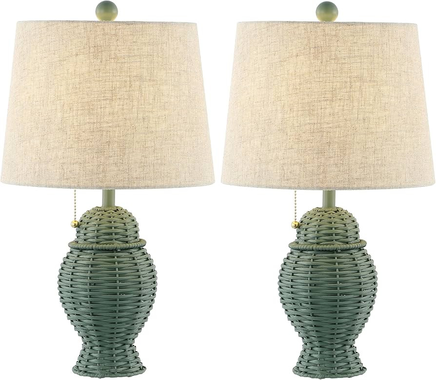 JONATHAN Y JYL4041C-SET2 Margie Wicker 20.5" Bohemian Rustic Iron LED Table Lamp Farmhouse, Coast... | Amazon (US)