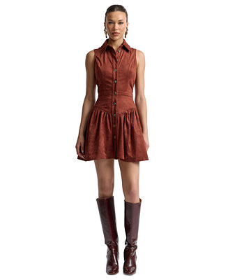 Women's Sleeveless Collared Faux Suede Mini Dress | Macy's