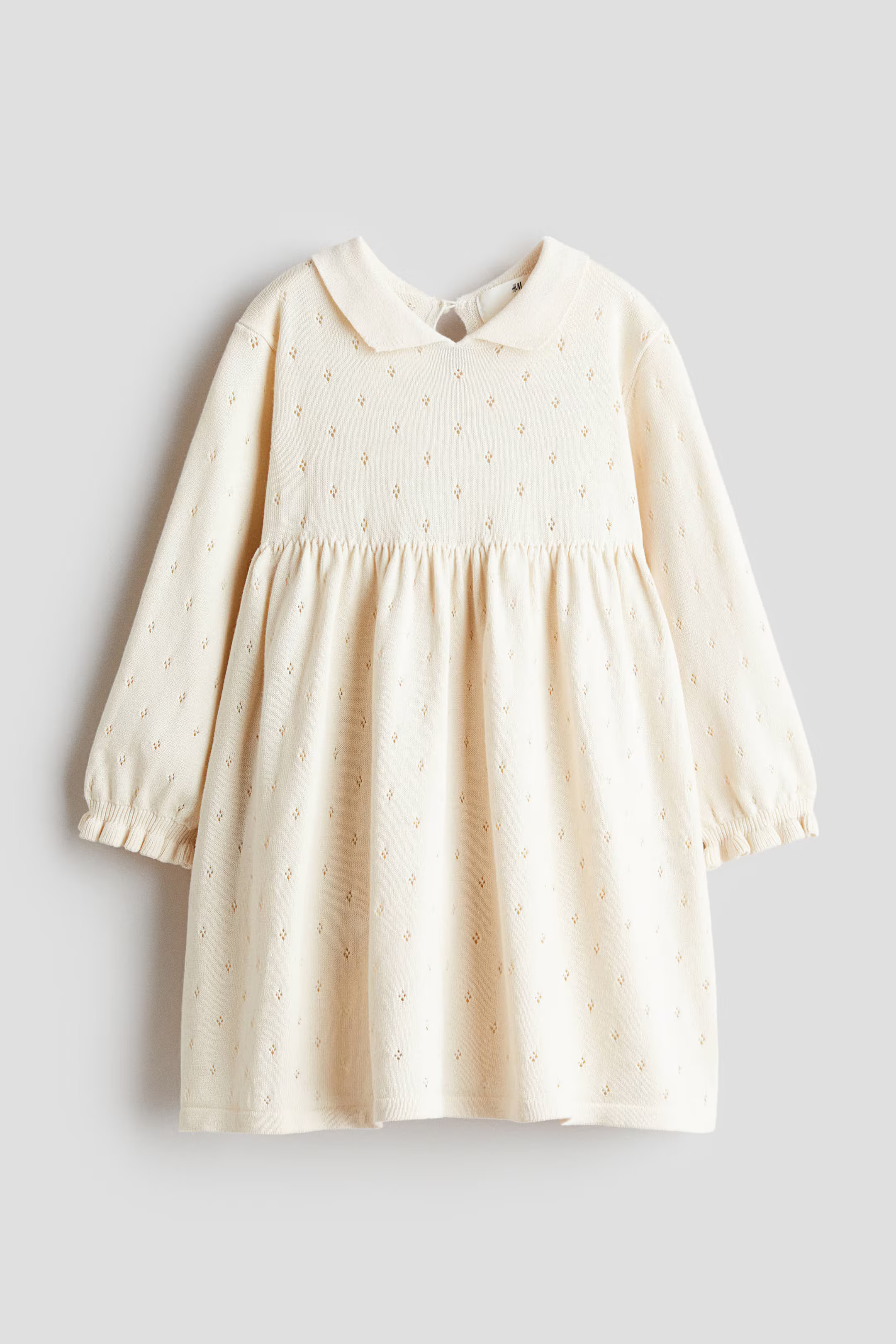 Pointelle-Knit Dress with Collar - Red - Kids | H&M US | H&M (US + CA)