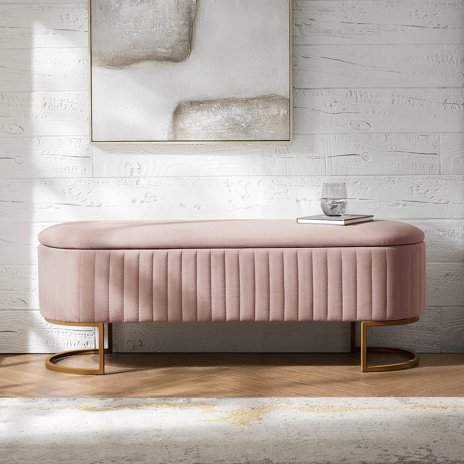 Paula Modern 50.5" Wide Velvet Flip Top Storage Bench With Metal Base | Wayfair North America