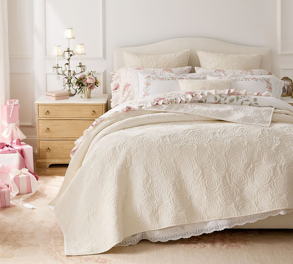 LoveShackFancy Rosette Velvet Quilt | Pottery Barn (US)