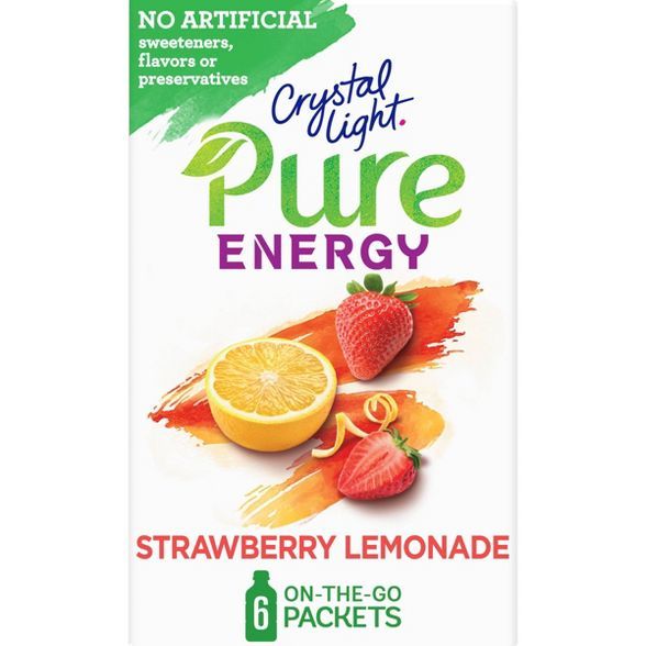 Crystal Light Pure Strawberry Lemonade Energy Mix - 6pk/1.8oz | Target