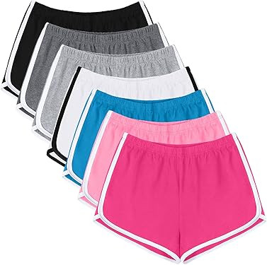 URATOT 7 Pack Cotton Sports Shorts Summer Yoga Dance Pants Breathable Workout Running Shorts Dolp... | Amazon (US)