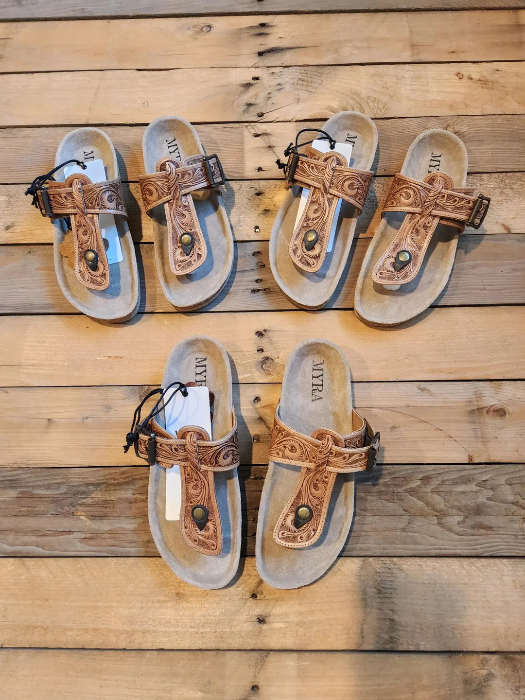 Tooled Leather T Sandals - Etsy | Etsy (US)
