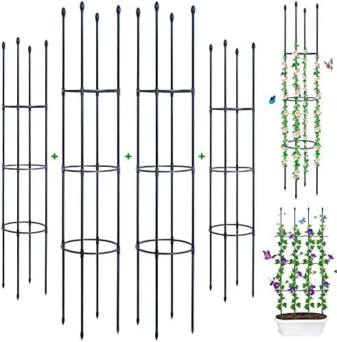 Garden Trellis 4 Pack 60" Tomato CageTall Plant Support Climbing Vines Flowers Stands,Plant Cages... | Amazon (US)