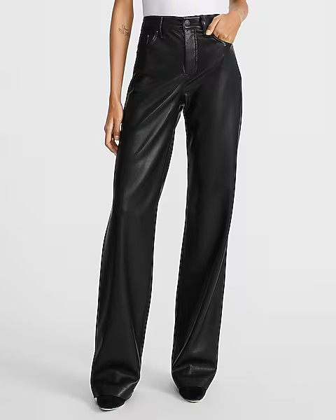 High Waisted Faux Leather Wide Leg Pant | Express
