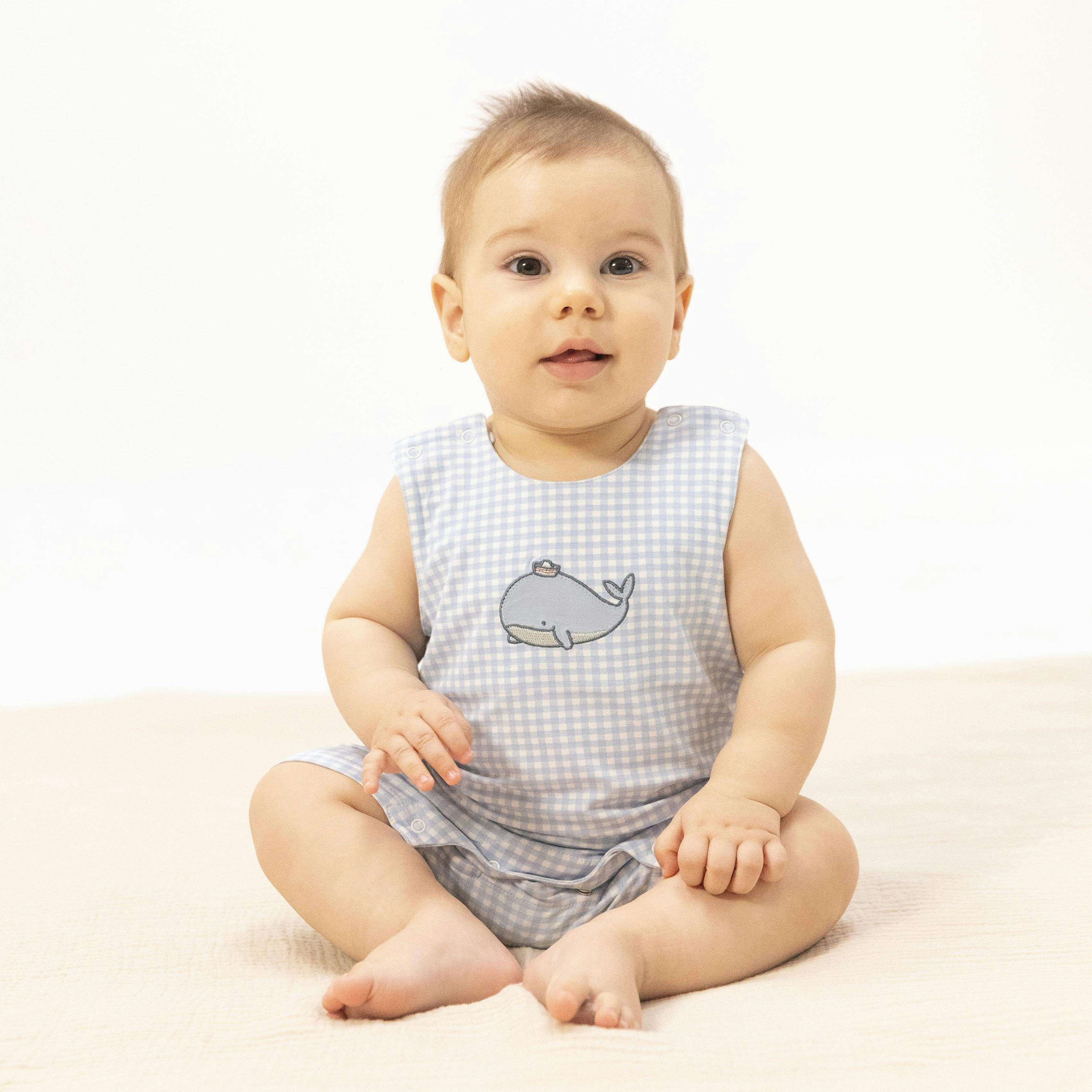 Bubbly Sailor Whales Blue - Sleeveless Jon Jon | Maisonette