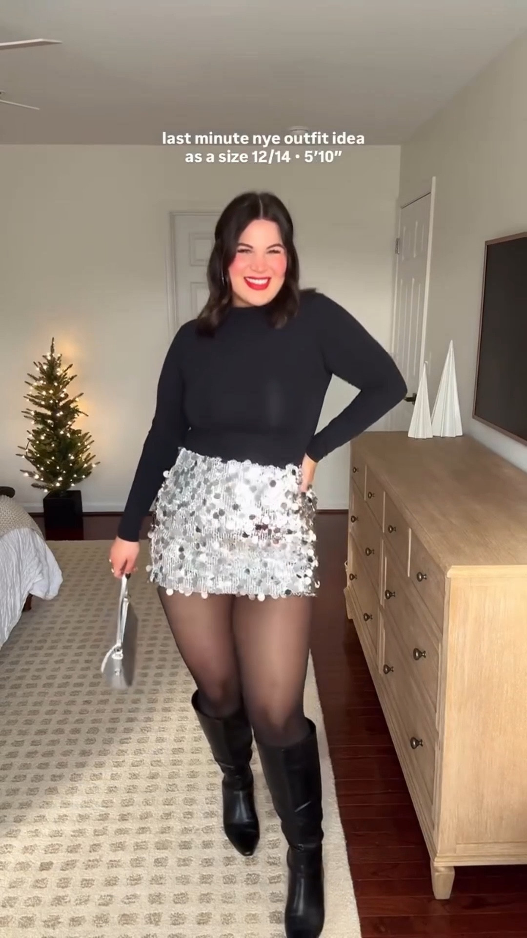 Last minute New Year’s Eve outfit! 

Wearing a size xl in the skirt, bodysuit, + tights. *similar bags



#LTKMidsize #LTKHoliday #LTKootd