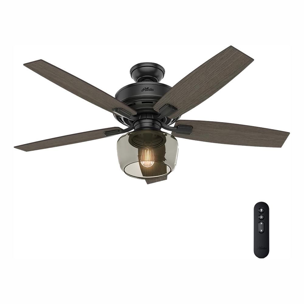 Bennett 52 in. LED Indoor Matte Black Ceiling Fan with Globe Light Kit and Handheld Remote Contro... | The Home Depot