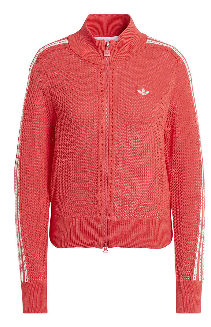 Adidas Women's Crochet Track Jacket in Red - Size Medium | PacSun