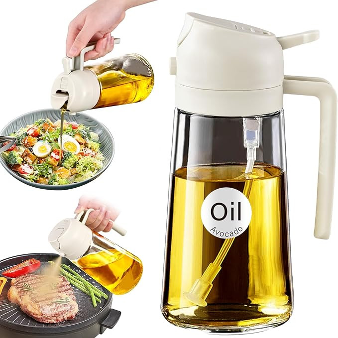 YARRAMATE 16oz/470ml Glass Olive Oil Sprayer for Cooking with Stickers, 2 in 1 Oil Dispenser for ... | Amazon (US)