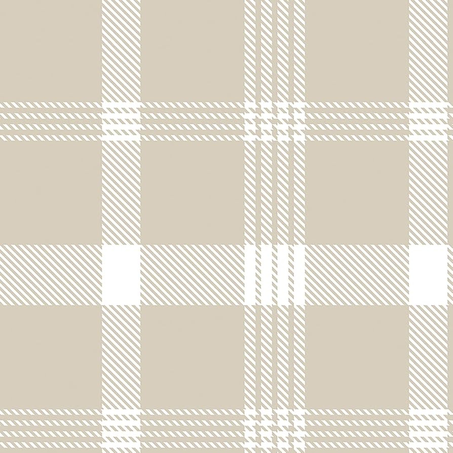 Livelynine Plaid Wallpaper Peel and Stick Vintage Neutral Plaid Wall Paper Prepasted 17.5x78.8" F... | Amazon (US)