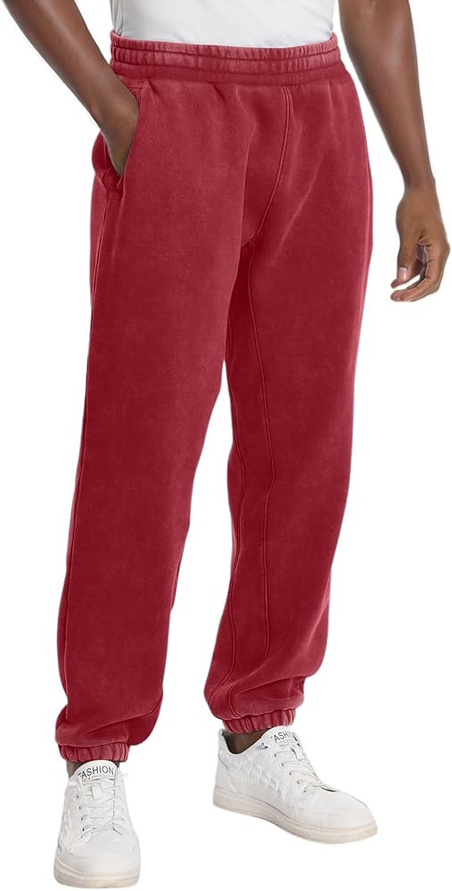 FAIABLE Heavyweight Fleece-Lined Joggers for Men, Winter Warm Washed Sweatpants Relaxed Fit Taper... | Amazon (US)