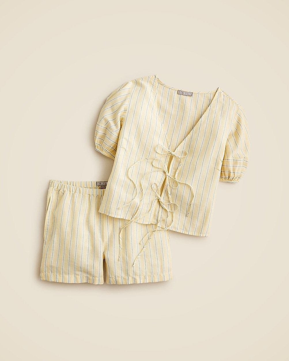 Linen-cotton blend tie-front short set | J. Crew US