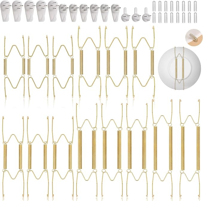 14 pcs Plate Hangers for The Wall, 4/6/8/10/12 Inch Invisible Decorative Wall Plate Hangers, Stai... | Amazon (US)