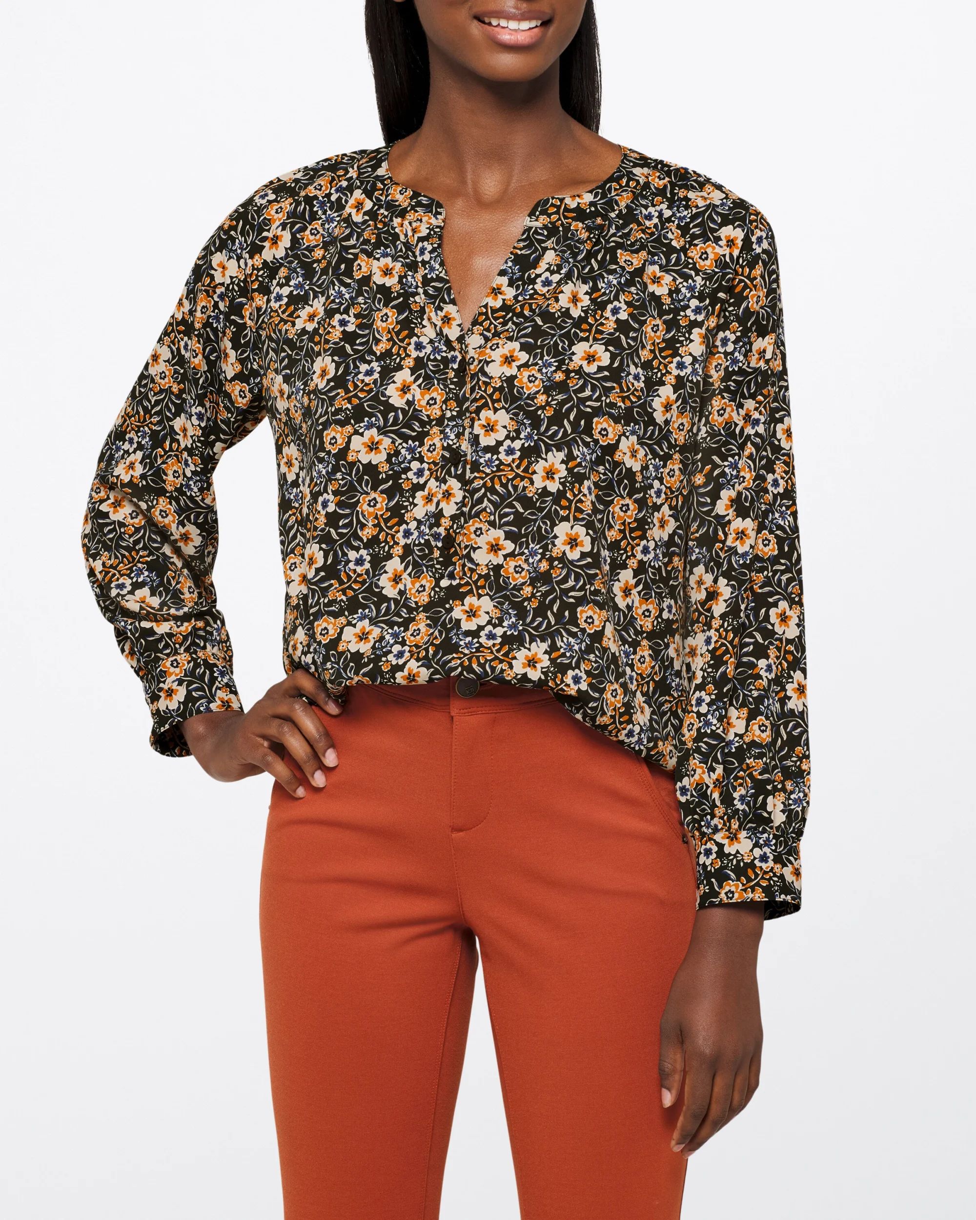 Vade Split Neck Button Detail Blouse | Stitch Fix