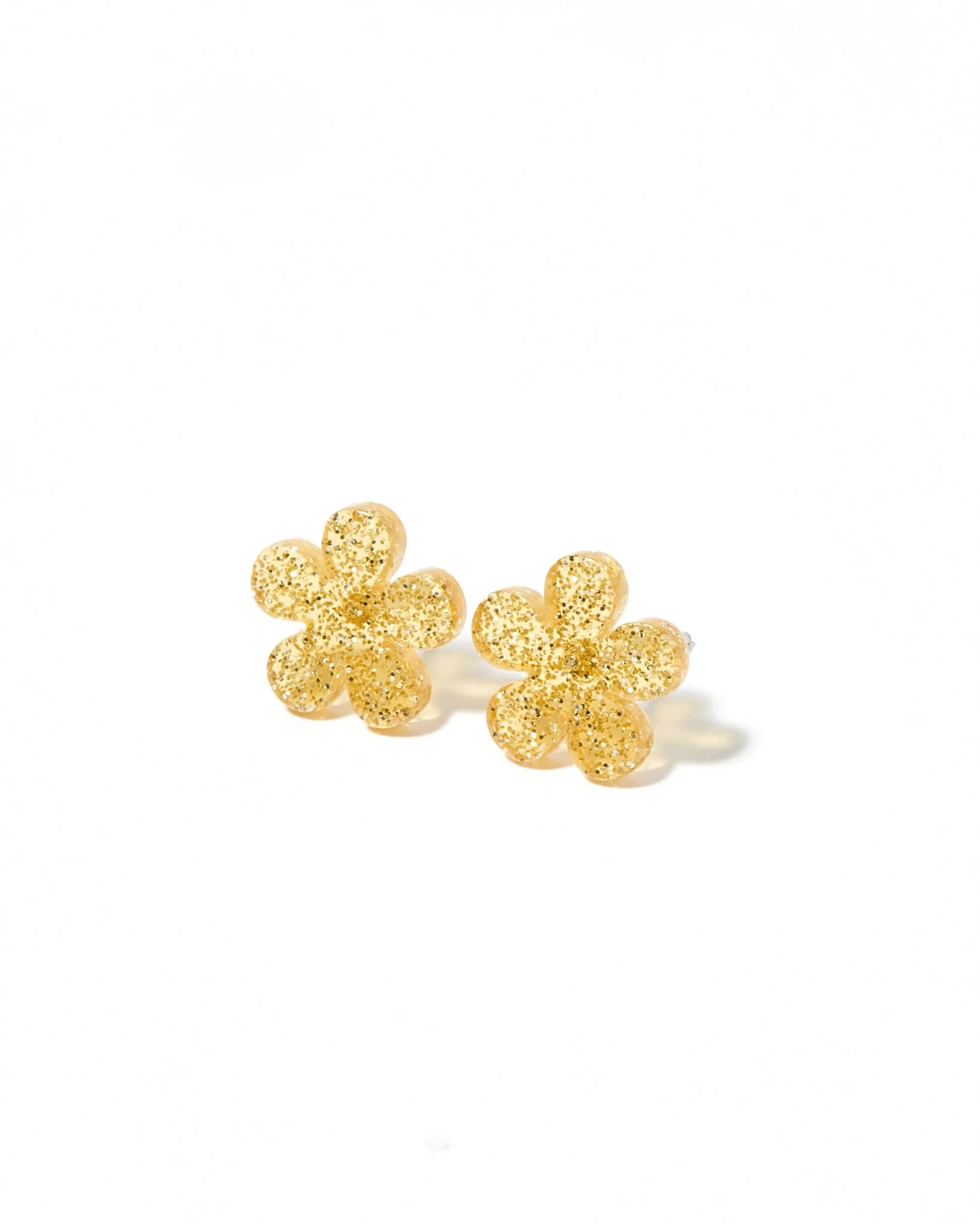 Jenna Stud Earrings - Flower Gold Glitter - Shop LINNY CO | LINNY CO LLC