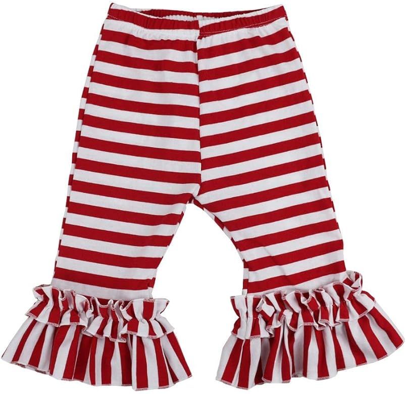 Wennikids Baby Toddler Girl's Cotton Ruffle Capris Pants Cropped Pants 1T-8T | Amazon (US)