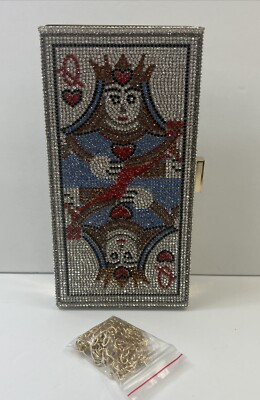 Queen of Hearts Playing Card Gold RHINESTONE Clutch Purse Handbag Evening  | eBay | eBay US