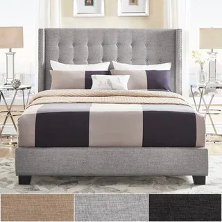 Melina Tufted Linen Wingback Bed by iNSPIRE Q Bold - Charcoal - Full | Bed Bath & Beyond
