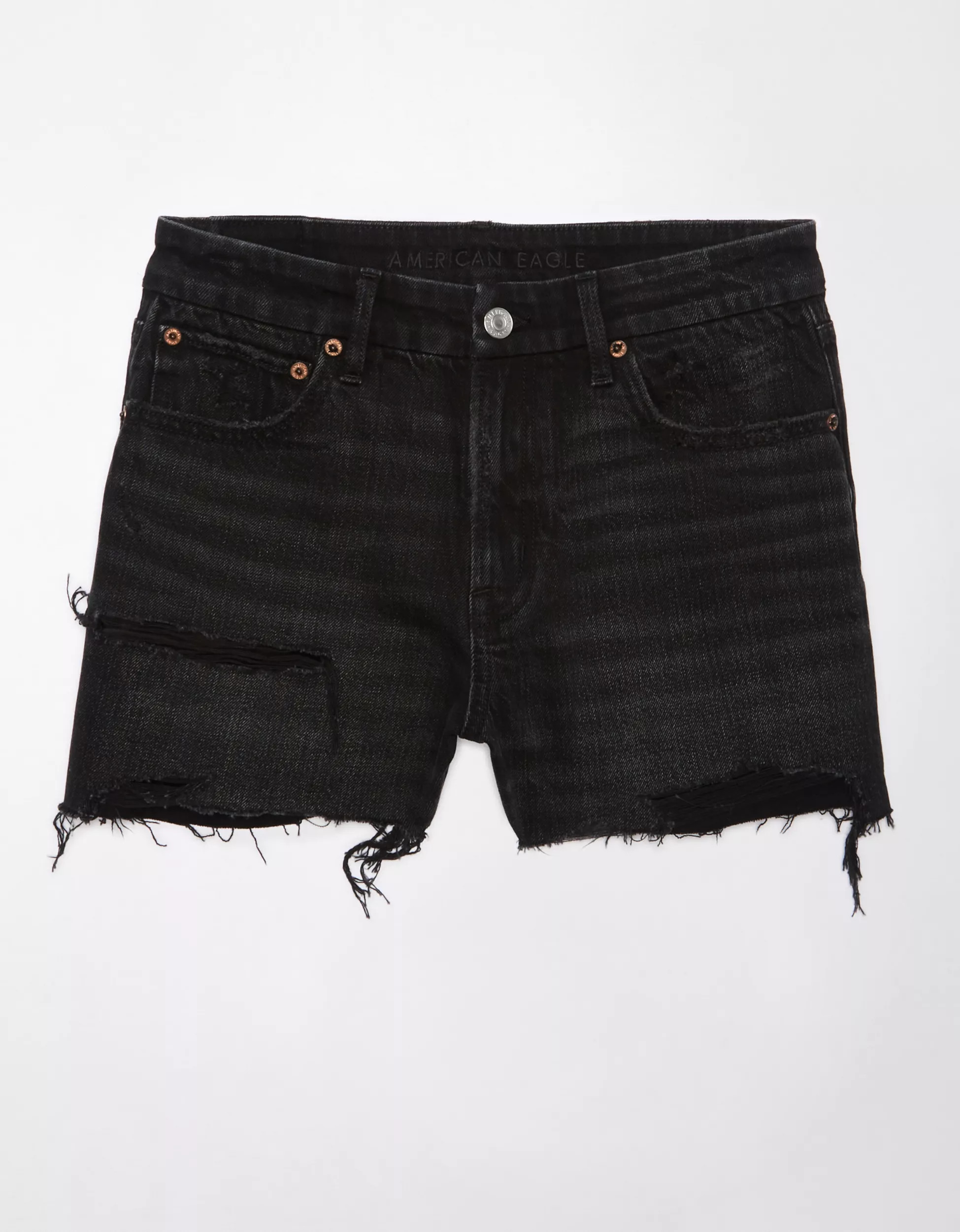 AE Strigid Curvy Super High-Waisted Relaxed Ripped Short | American Eagle Outfitters (US & CA)