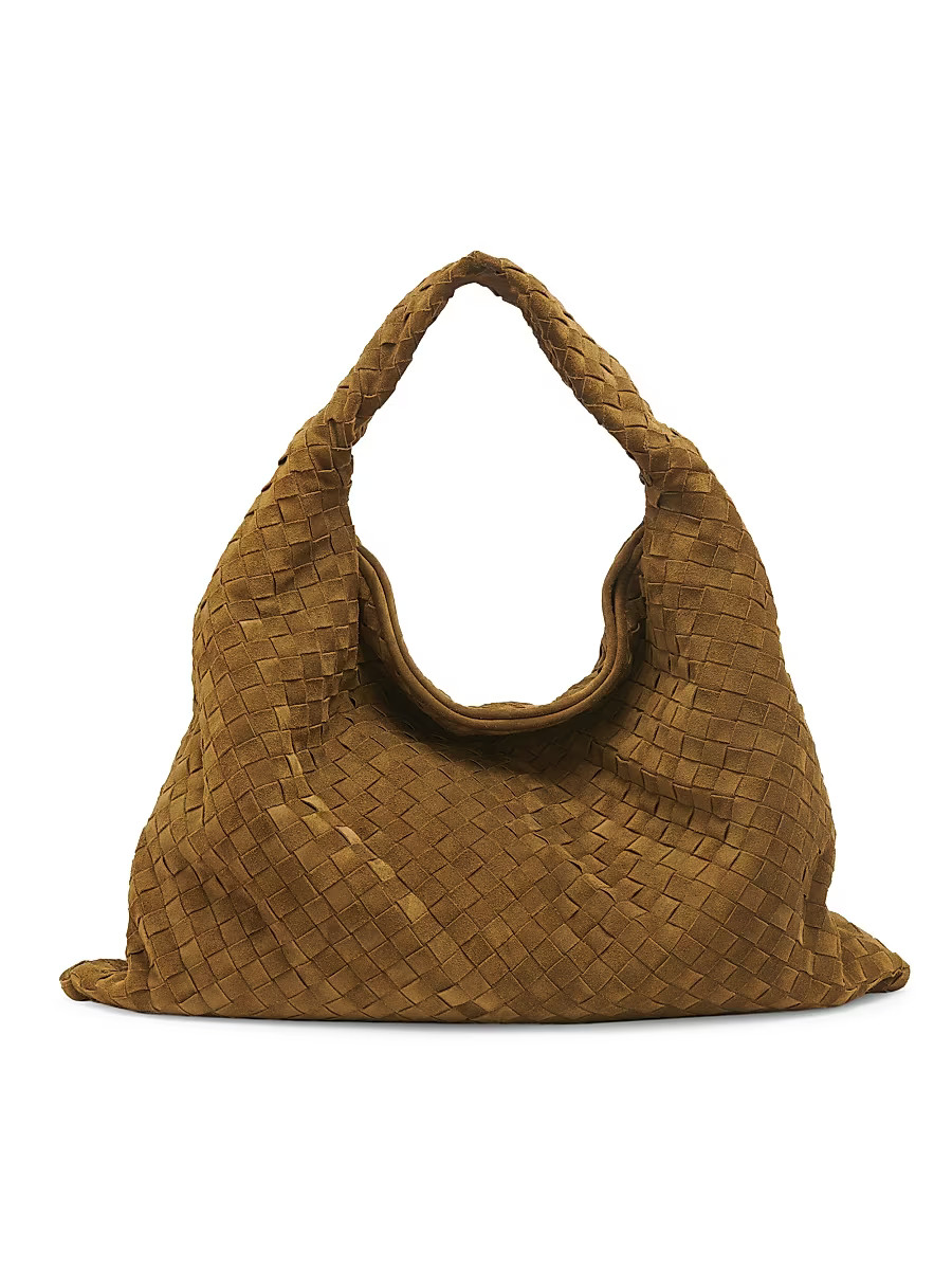 Women's Large Hop Intrecciato Suede Hobo Bag - Olive Oil | Saks Fifth Avenue
