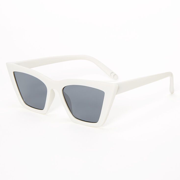 Rectangular Cat Eye Sunglasses - White | Claire's (US)