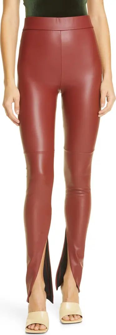 Carlisle Fau Leather Split Hem Pants | Nordstrom