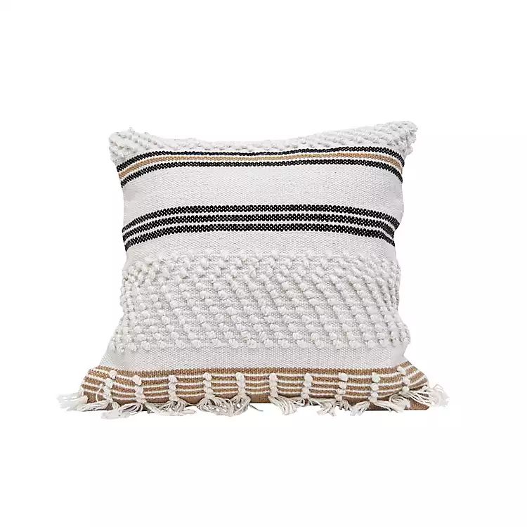 New! Neutral Stripes Textured Outdoor Pillow | Kirkland's Home
