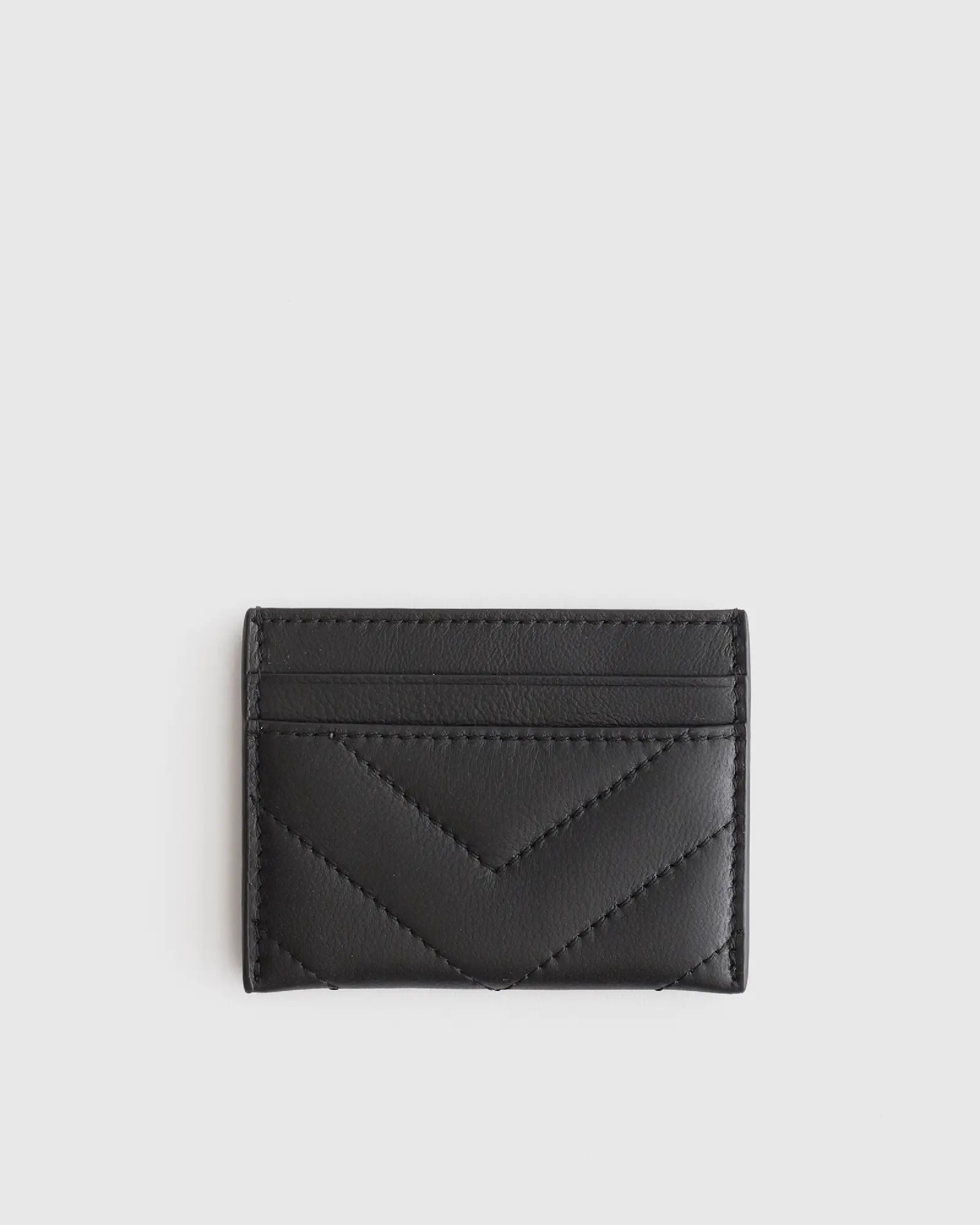 Italian Leather Quilted Small Card Case in Black | Quince